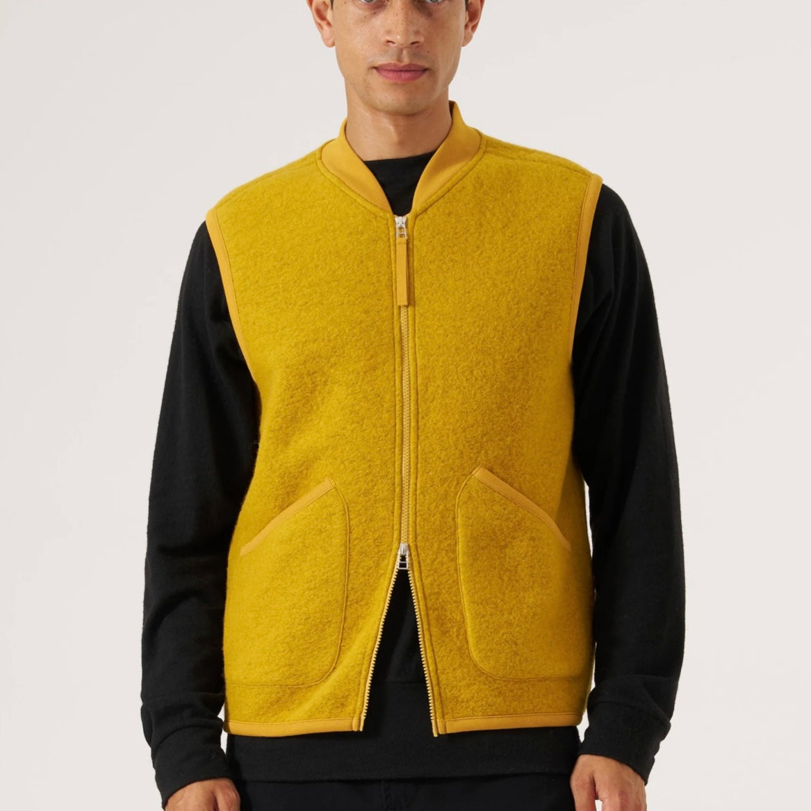 Universal Works Yellow Fleece Zip Waistcoat