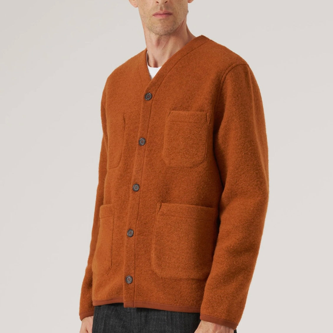 Universal Works Rust Fleece Cardigan
