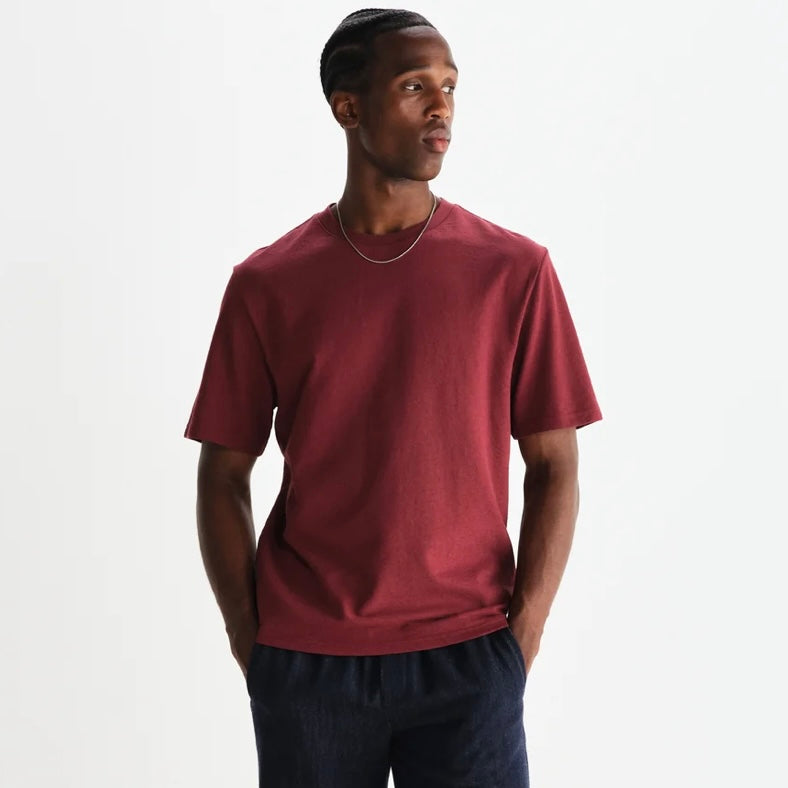 Wax London Dean SS Tee Burgundy