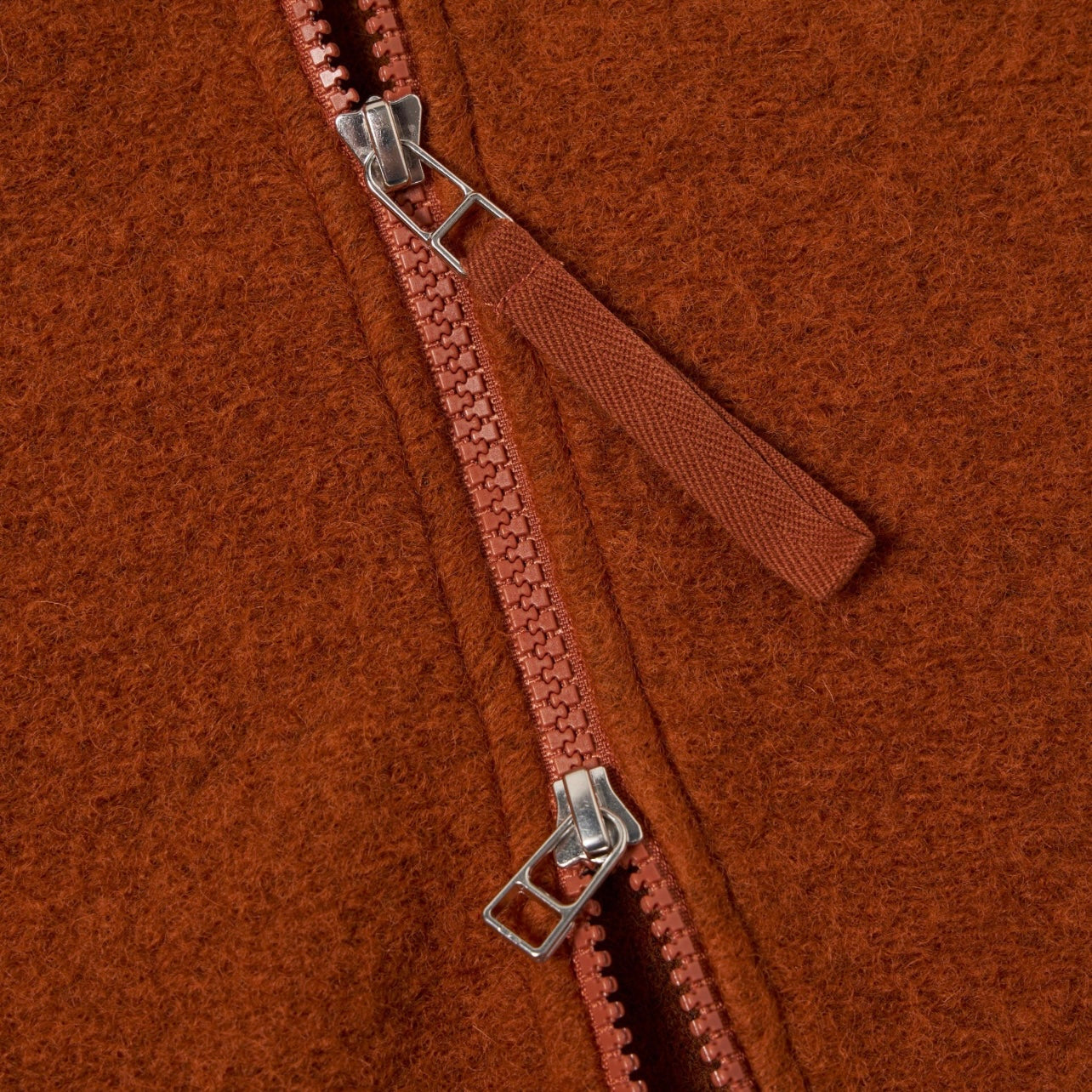 Universal Works Rust Fleece Zip Waistcoat