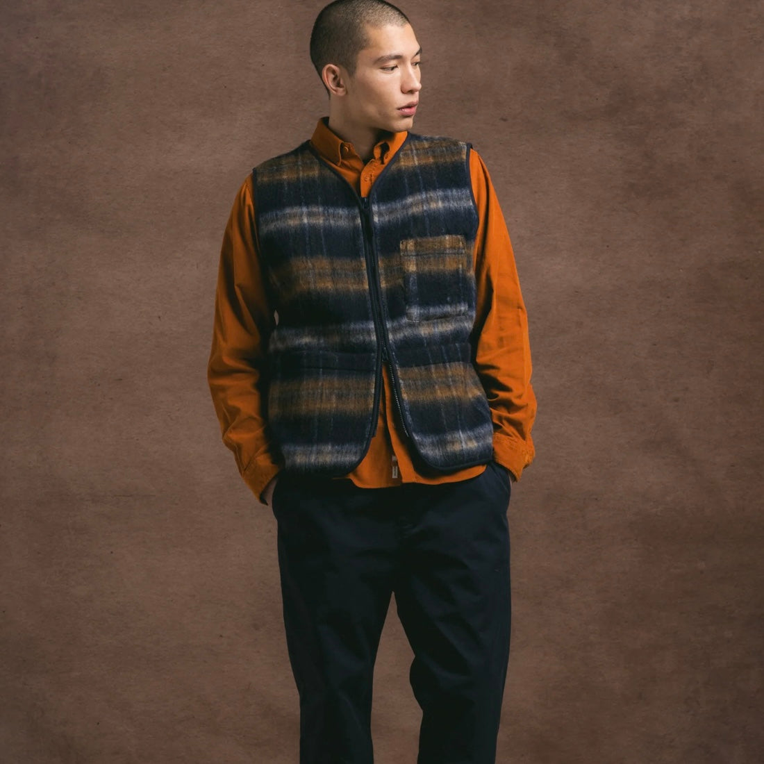 Kestin Bute Vest Navy Check