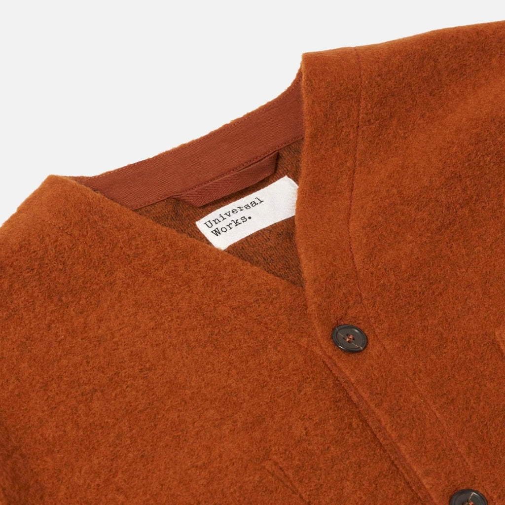 Universal Works Rust Fleece Cardigan