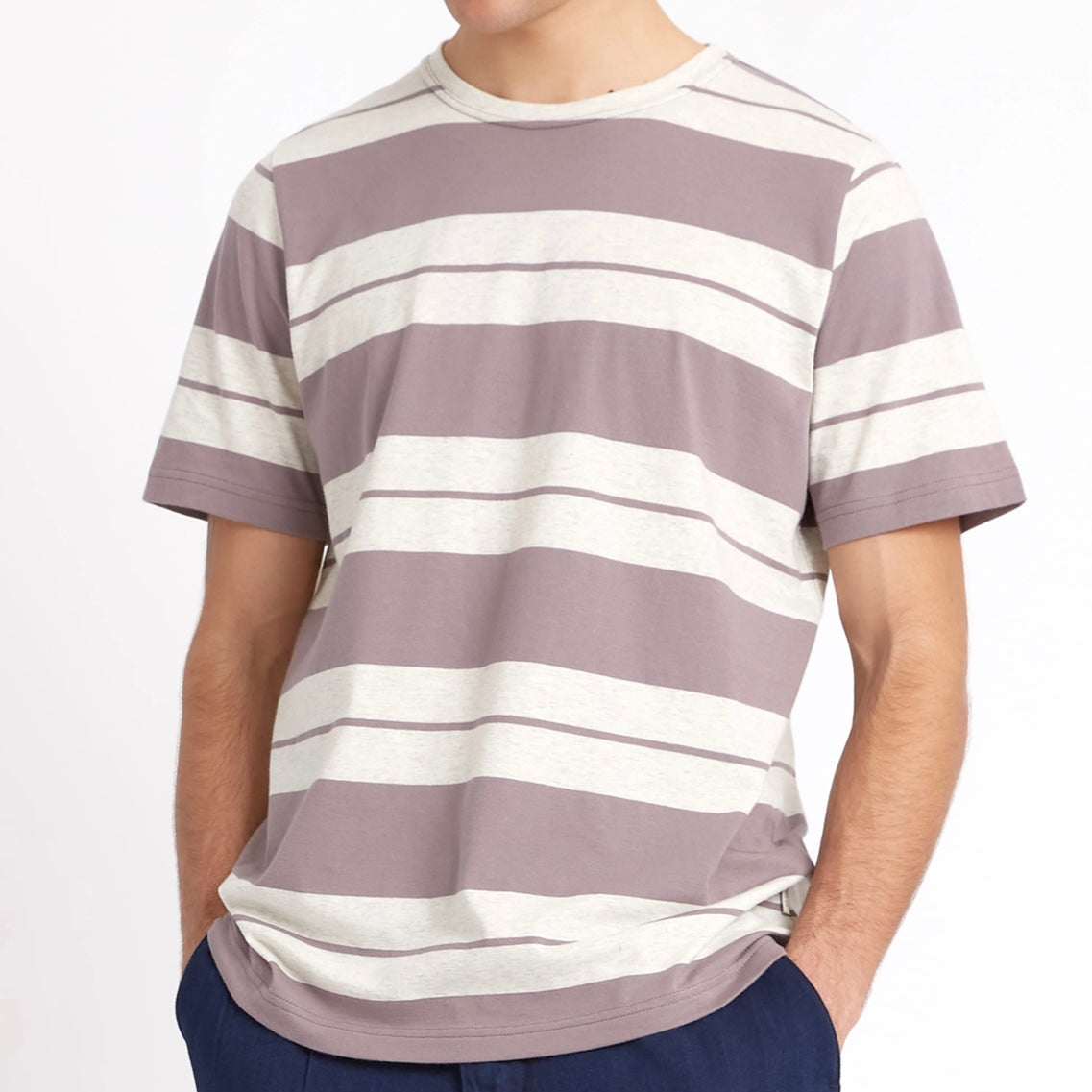 Oliver Spencer Conduit Mauve Stripe T-Shirt SS24