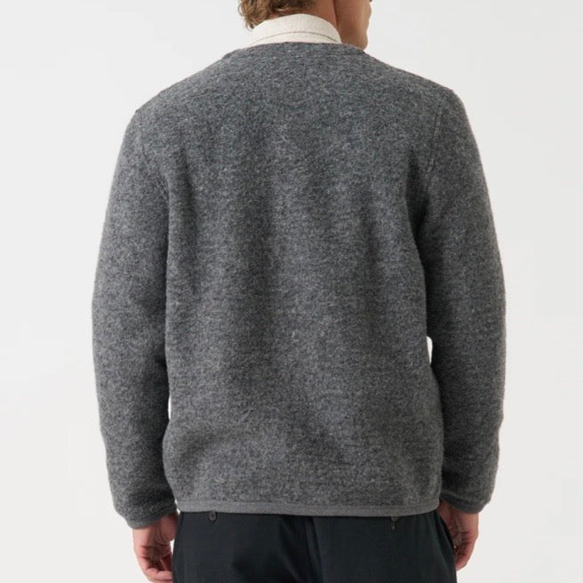 Universal Works Wool Fleece Cardigan Grey Marl