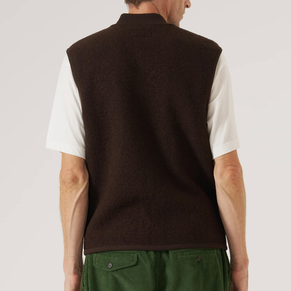 Universal Works Brown Fleece Zip Waistcoat