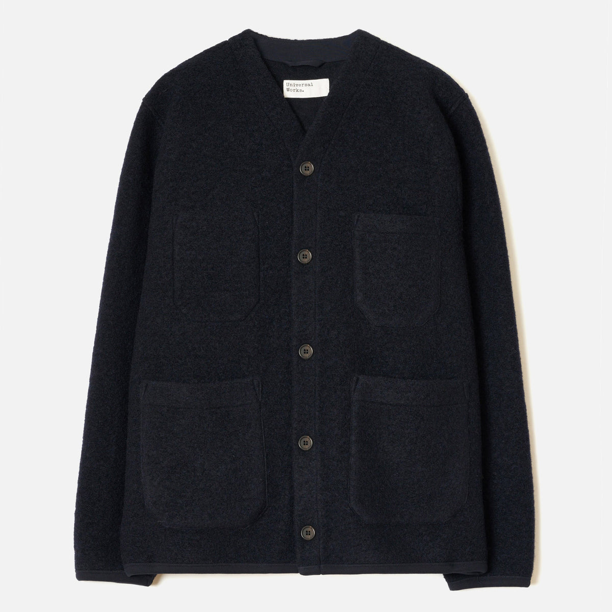 Universal Works Wool Fleece Cardigan Navy