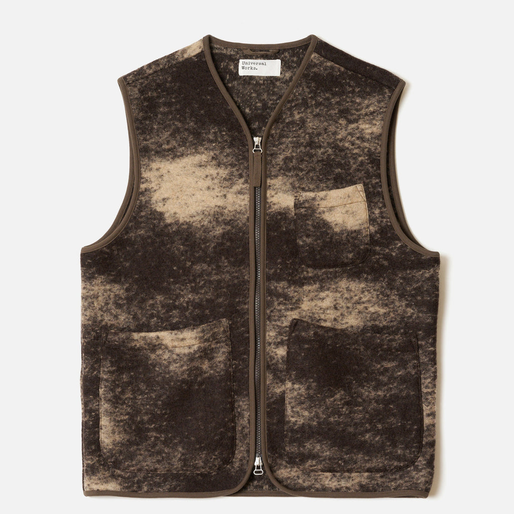 Universal Works Cloud camo Zip Gilet