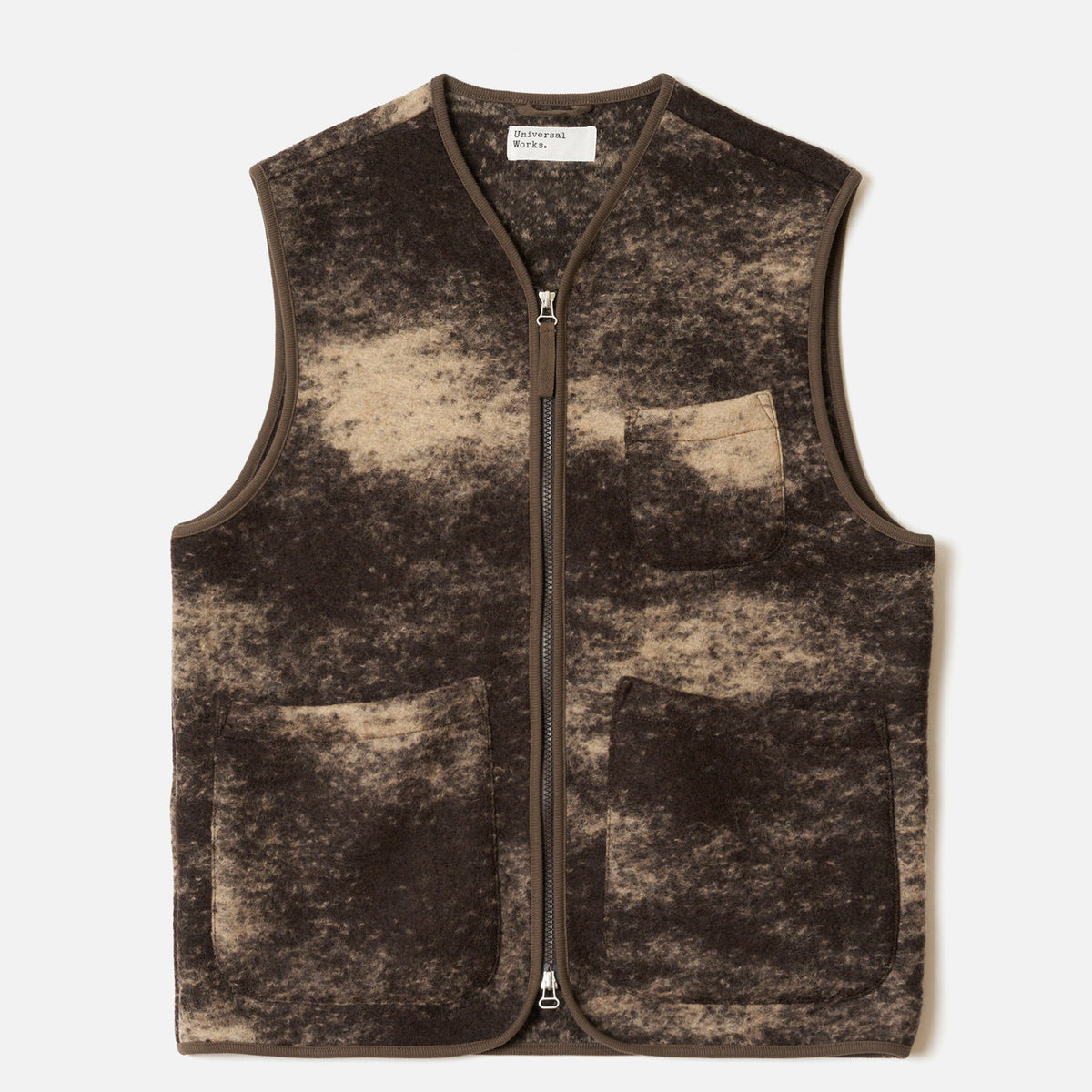 Universal Works Cloud camo Zip Gilet