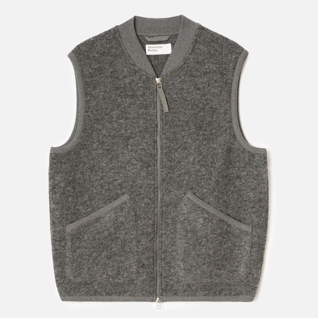 Universal Works Zip Waistcoat Grey Marl