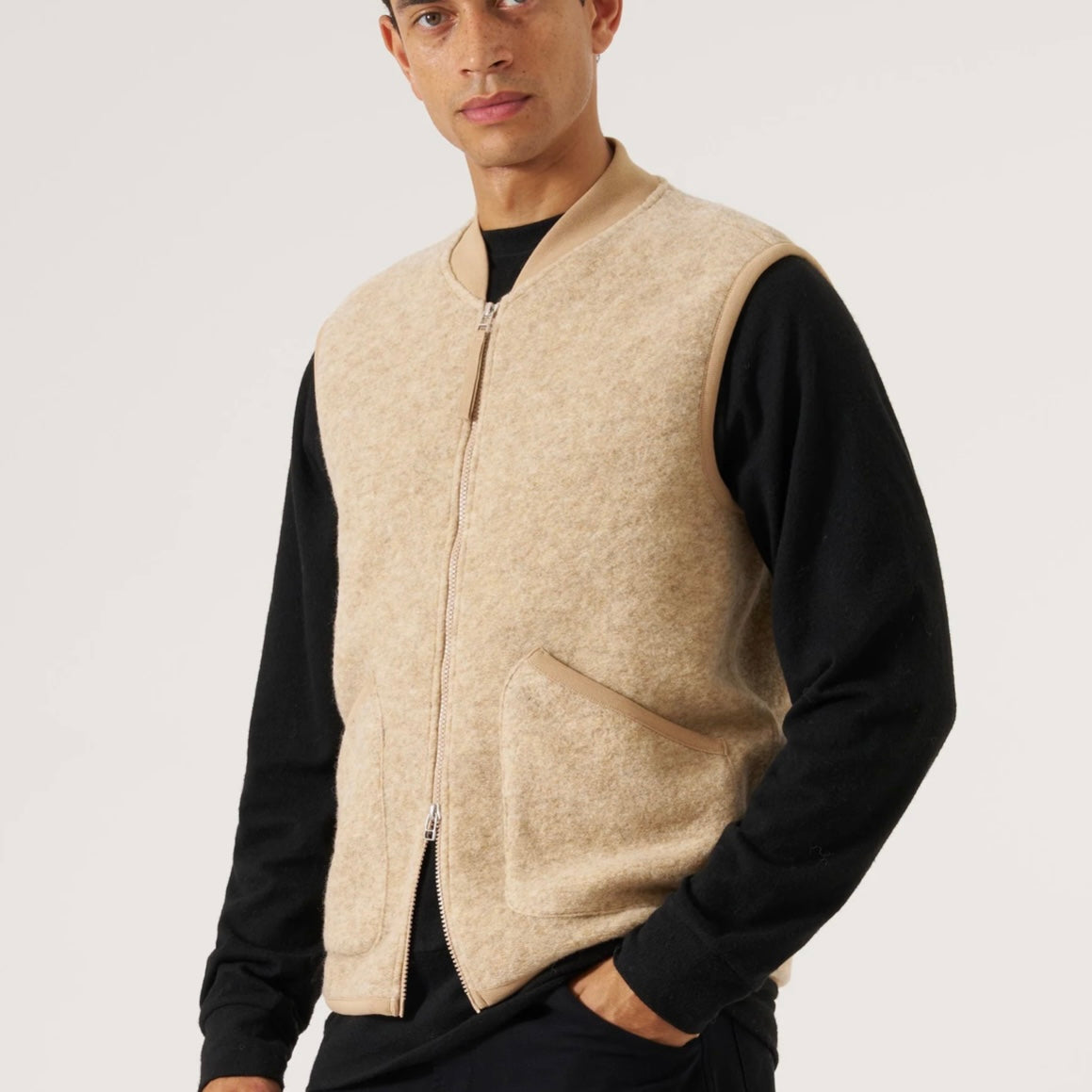 Universal Works Fawn Fleece Zip Waistcoat