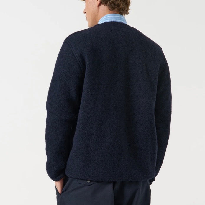 Universal Works Wool Fleece Cardigan Navy