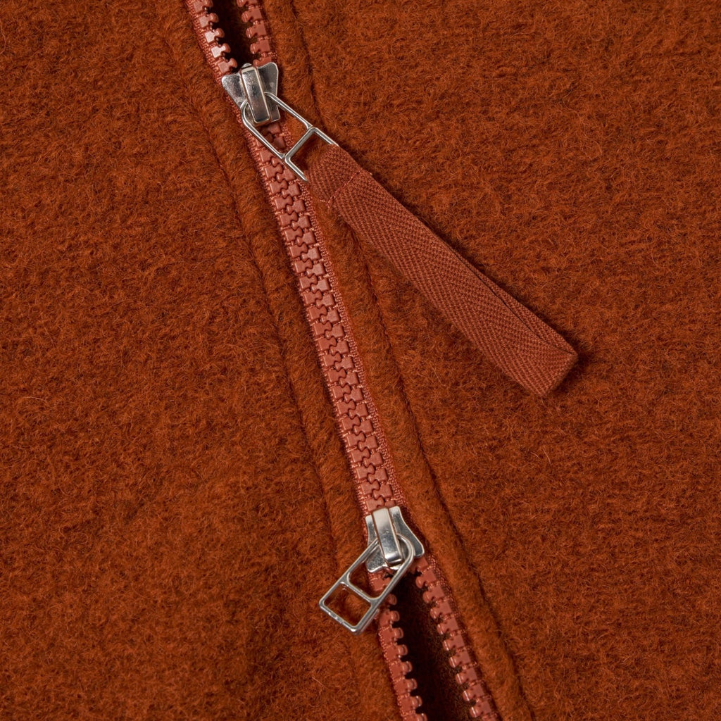 Universal Works Rust Fleece Zip Waistcoat