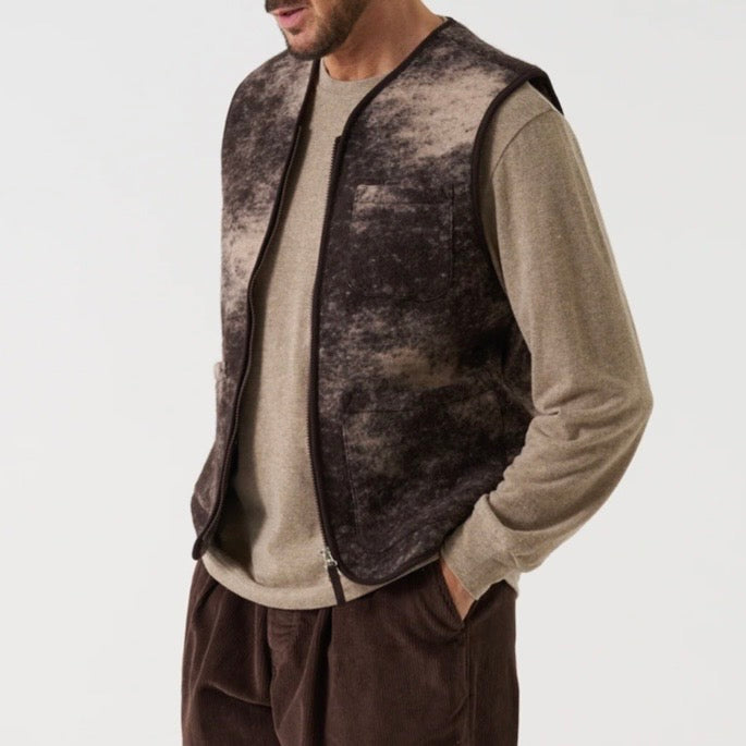 Universal Works Cloud camo Zip Gilet