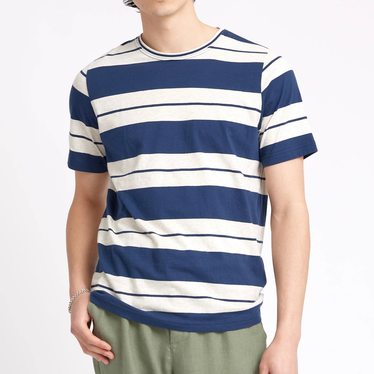 Oliver Spencer Conduit Navy Stripe T-Shirt SS24